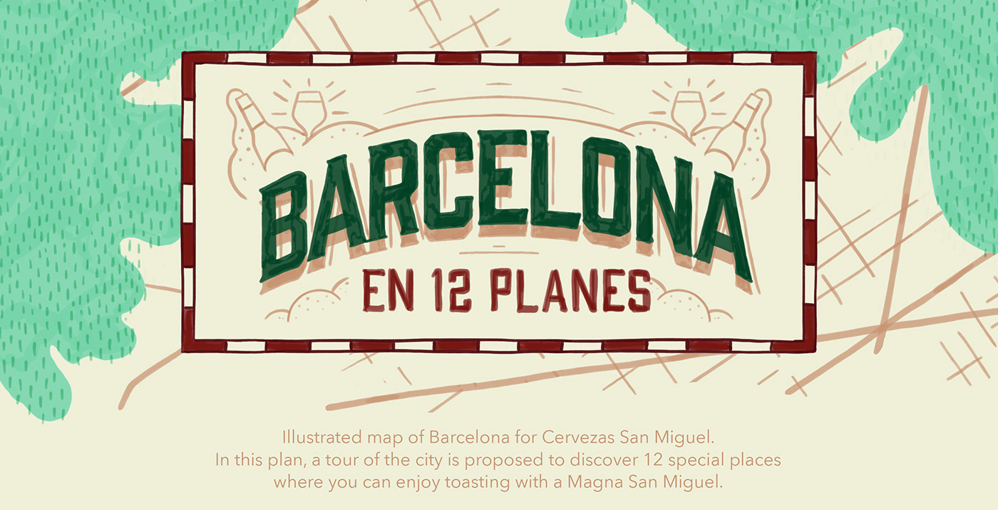 map Plan city barcelona beer ILLUSTRATION  design lettering illustrated map cartography