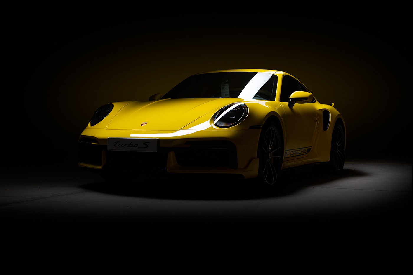 automotive   car dark lightpainting Photography  Porsche studio supercar Vehicle yellow