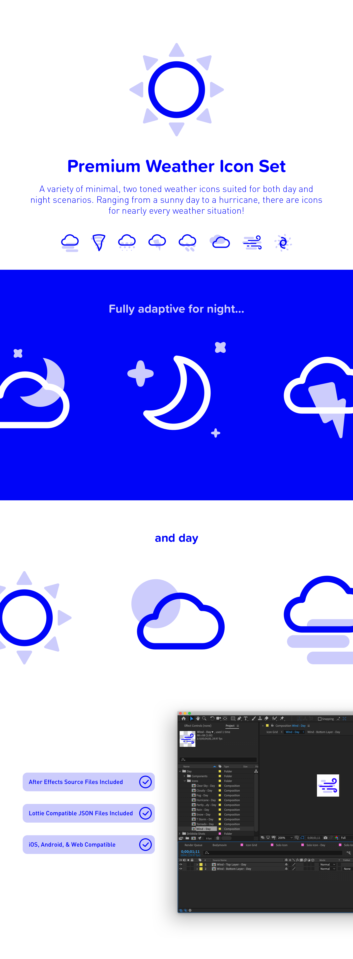 icons UI ux mobile Web minimal weather animation  gif free