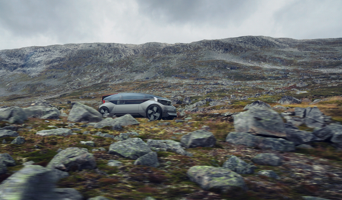 Landscape Cars CG Volvo conceptcar norway Aerial people Photography  retouching 