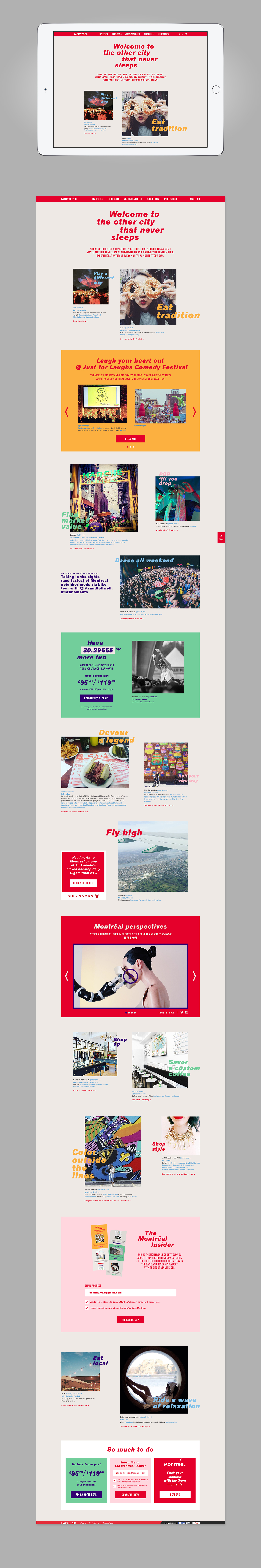 Website Advertising  campaign Responsive art direction  graphic design  Tourisme Montreal