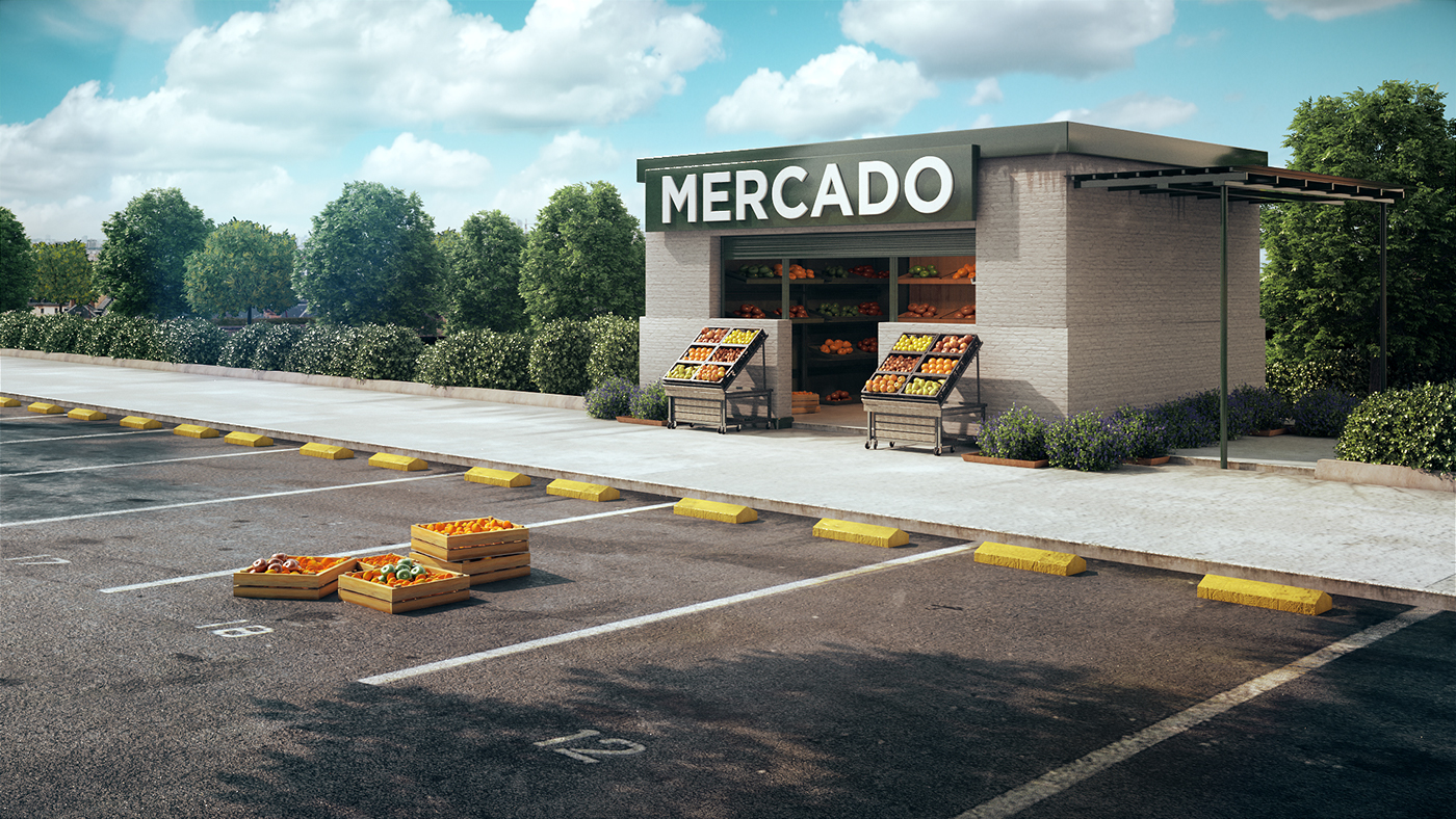 quito Ecuador guayaquil chevrolet GM 3D stylized store market Pantry