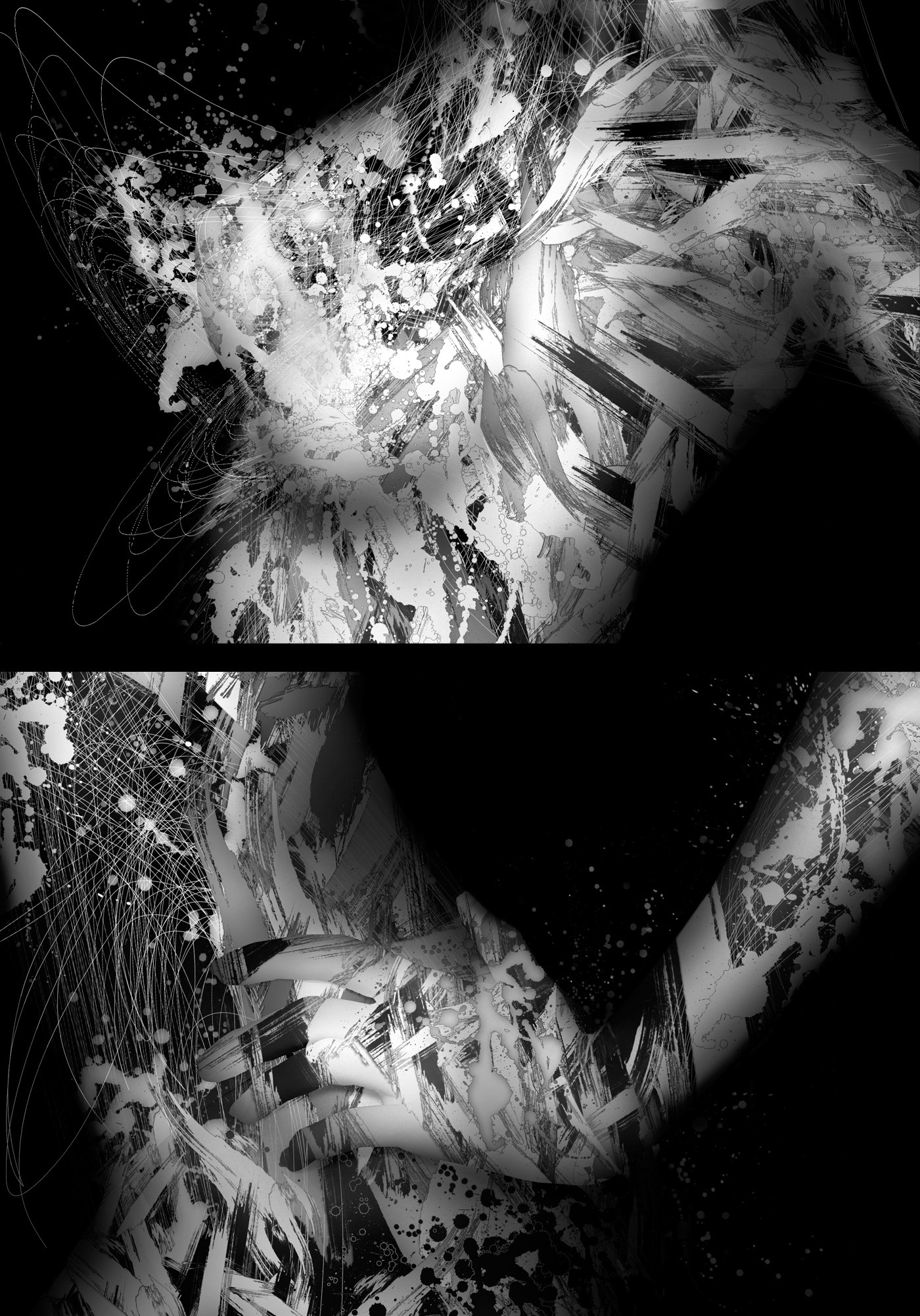 portrait woman beauty black/white sketch paint creation destruction Emi Haze emi haze art