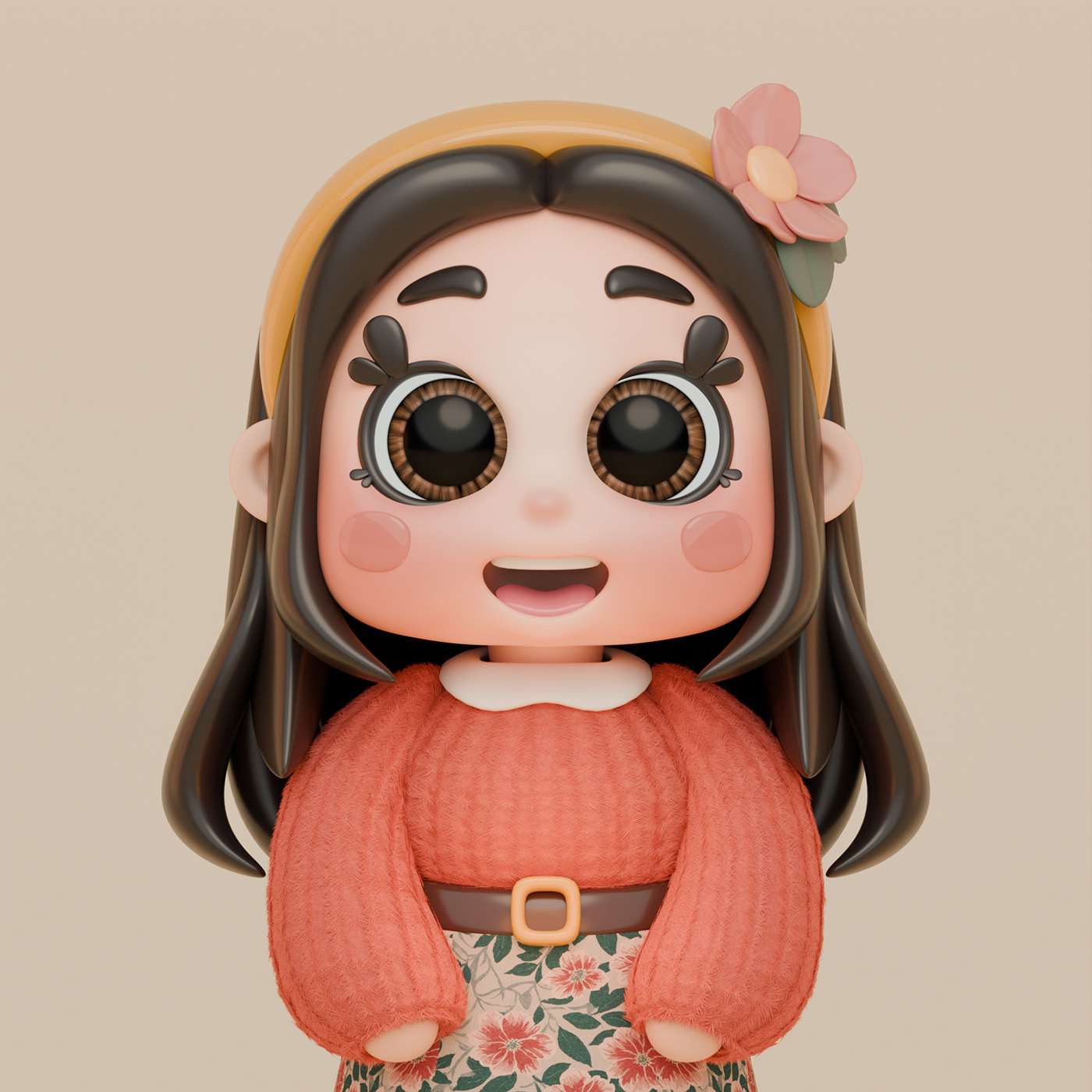 blender blender3d avatar3d 3dcharacter cycles chubby cute girl Animal Crossing