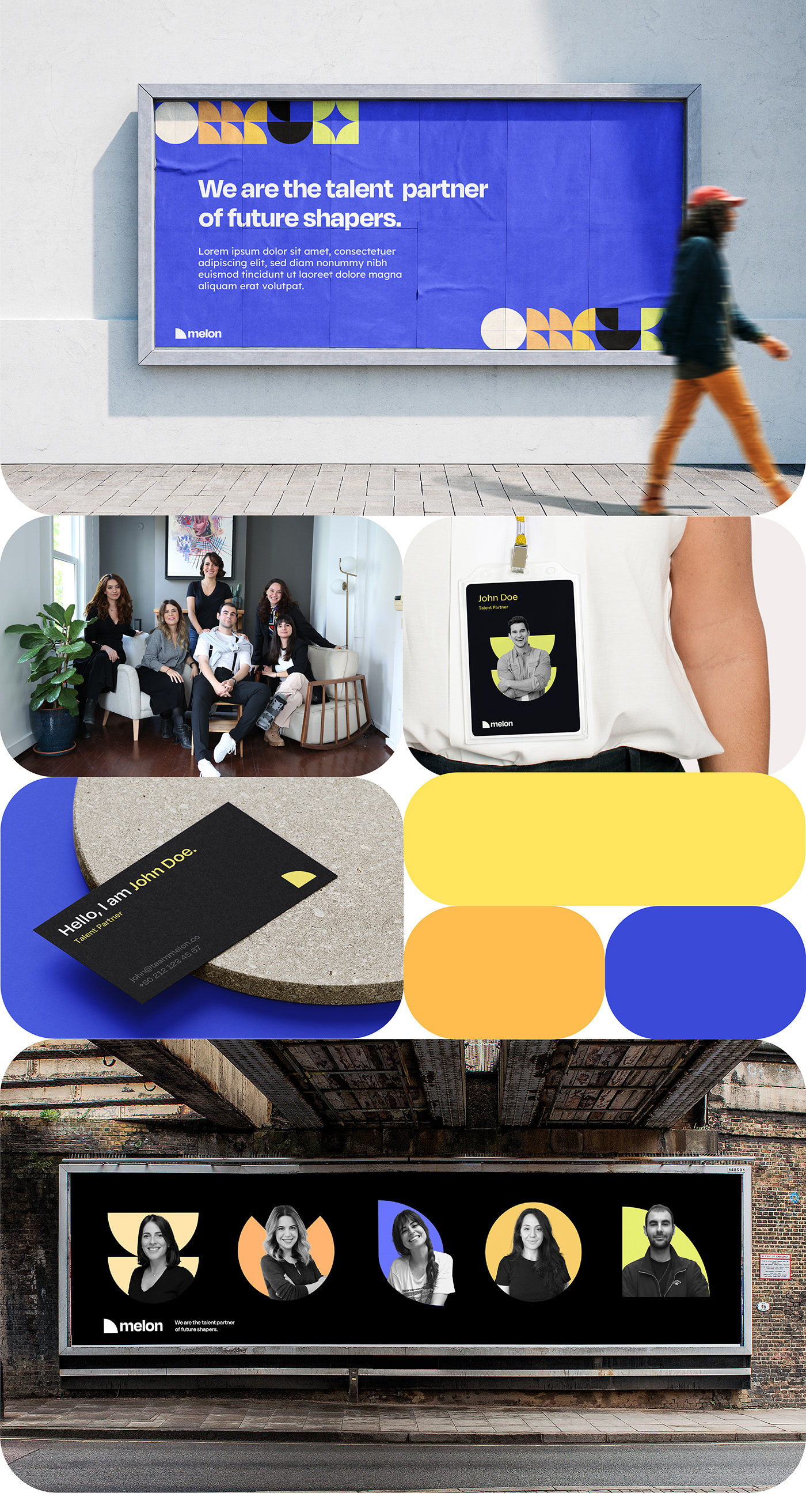 brand company culture geometric Human Resources identity melon modern Startup yellow