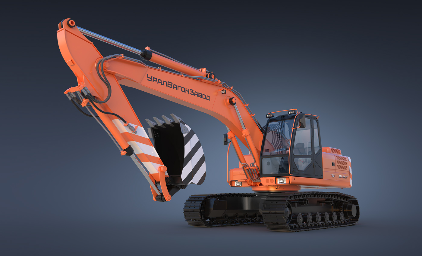 Excavator 3D CGI Render print catalog uvz redshift uralvagonzavod