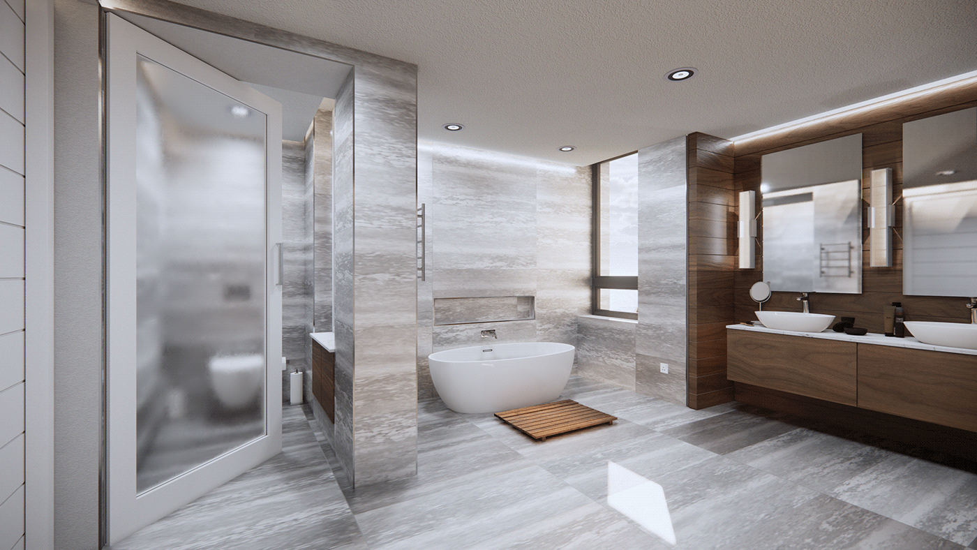 archviz bathroom contemporary digitalrender enscape interiordesign seasidevilla SketchUP