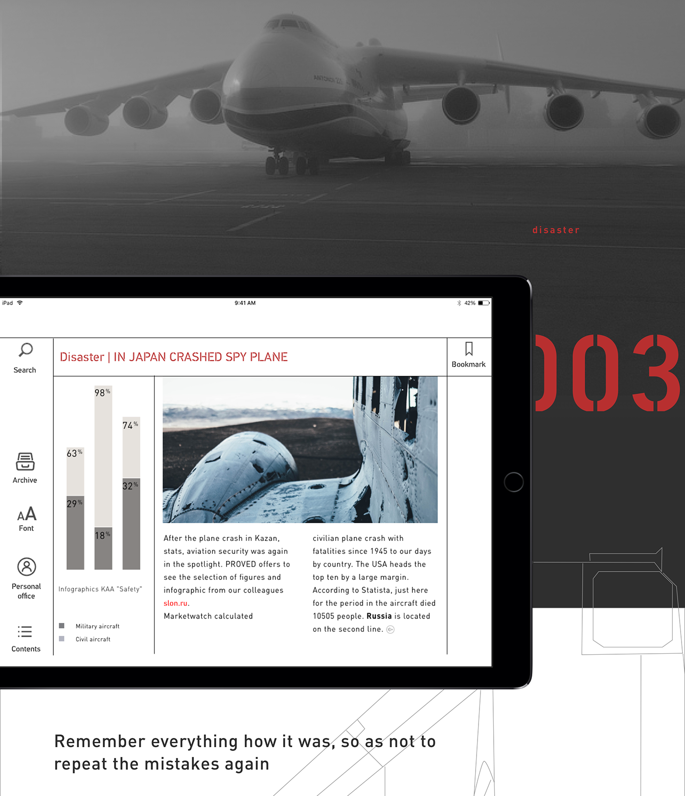 ux/ui iPad app magazine Mad BHSAD Aircraft wings