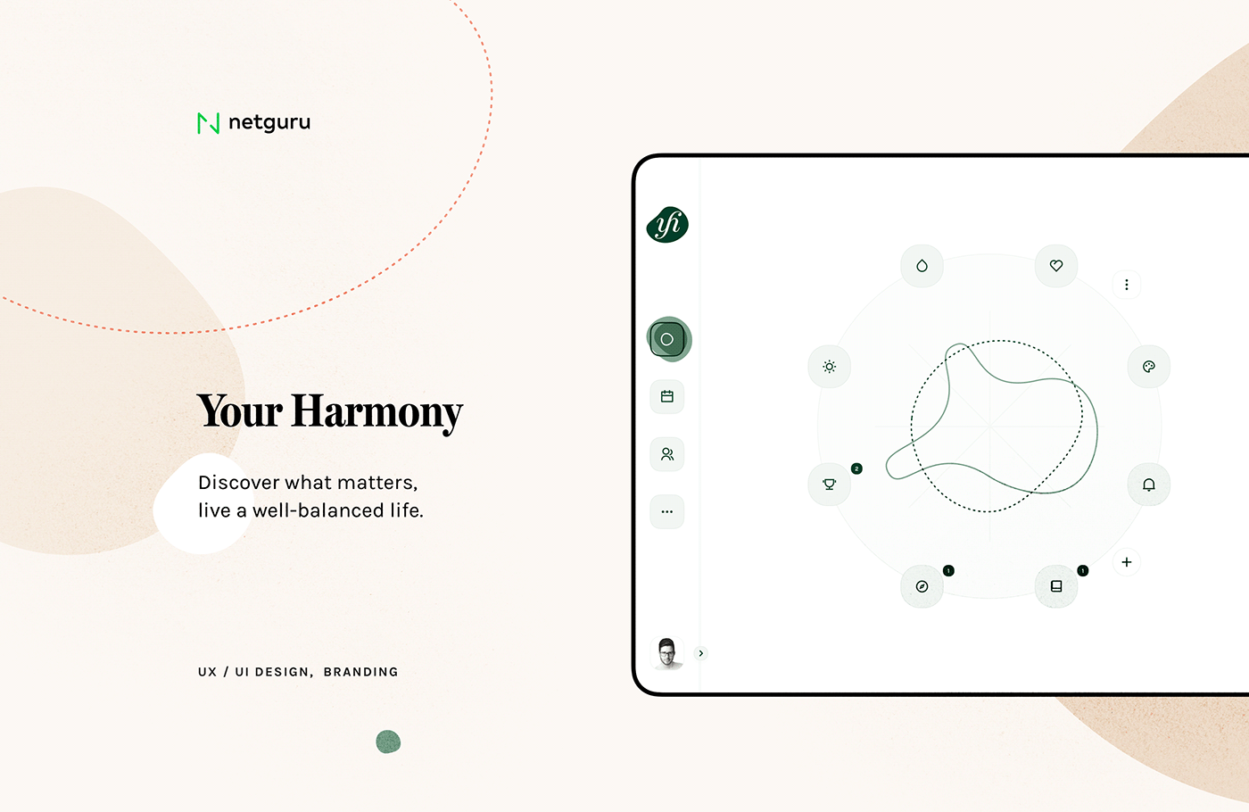 Harmony UI ux dashboard app meditation self-care psychology ILLUSTRATION  branding 