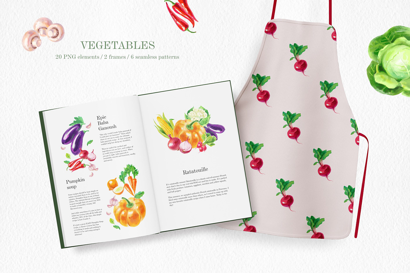acrylic design Food  gouache ILLUSTRATION  organic Packaging pattern vegetables watercolor