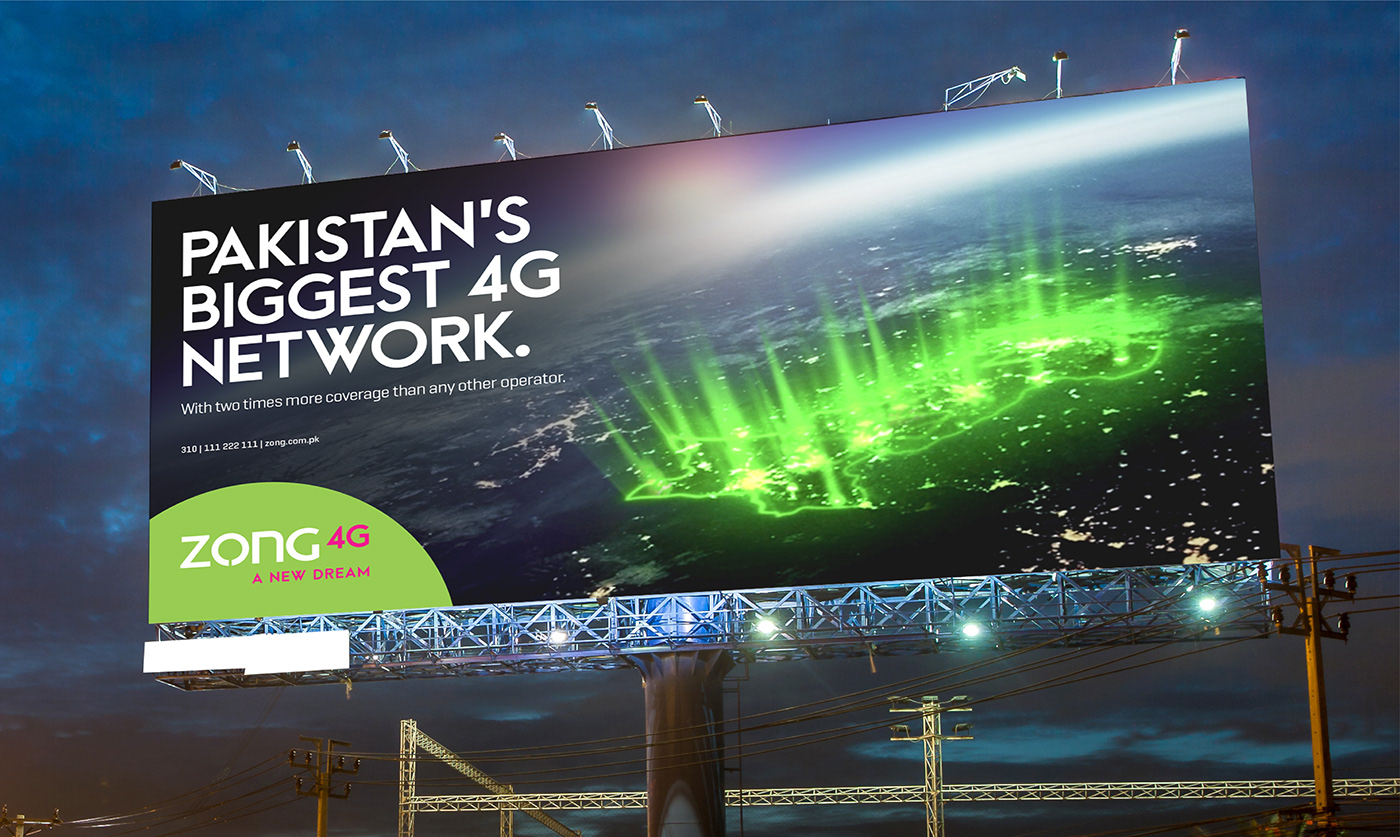 Zong 4G thematic campaign 4g telecomunication zong Pakistan mobile OOH Outdoor