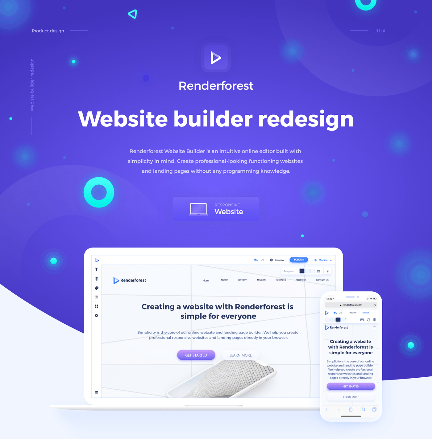 Interaction design  product design  UI UX design website builder