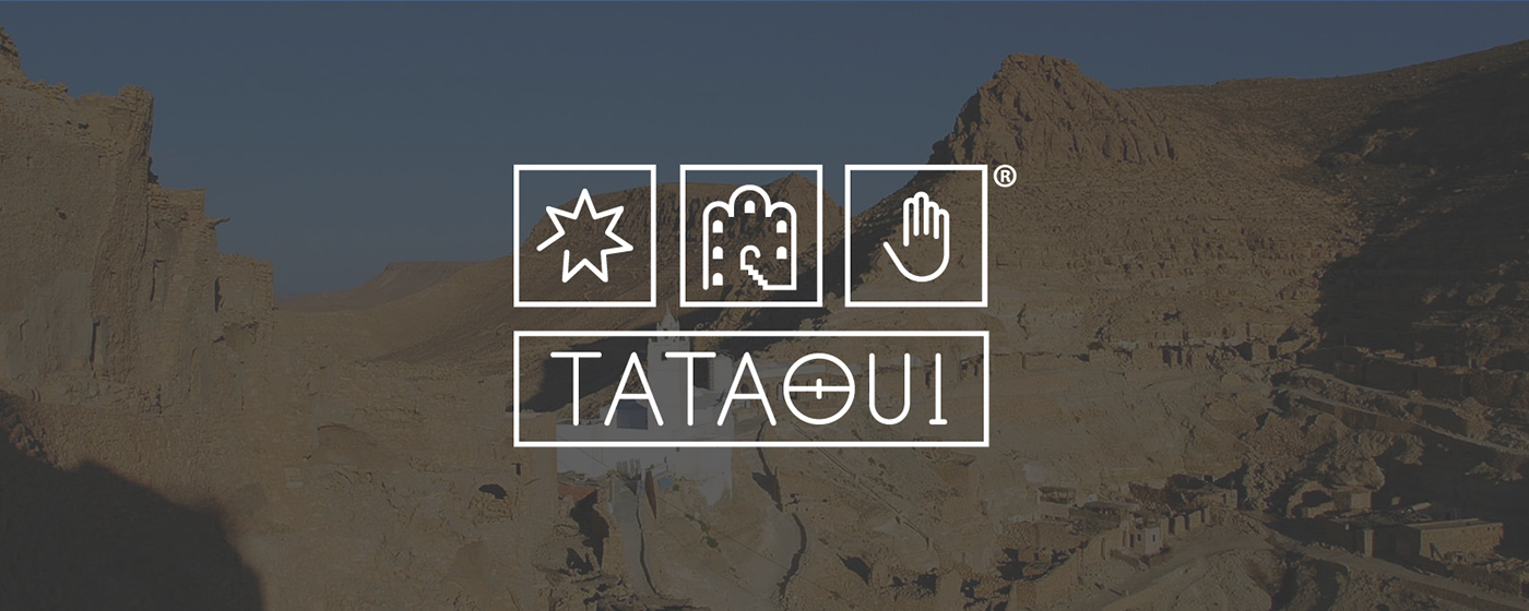 logo brand tataouine tunisia desert tourism hand-made craft Sun lineart