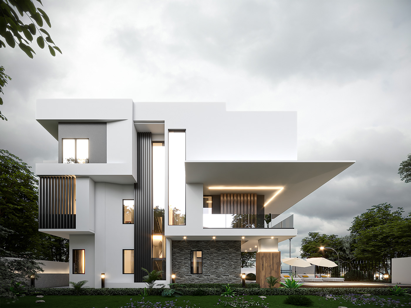 architecture visualization modern vray exterior ivory coast duplex homedesign 5bedroom villa luxuryhome