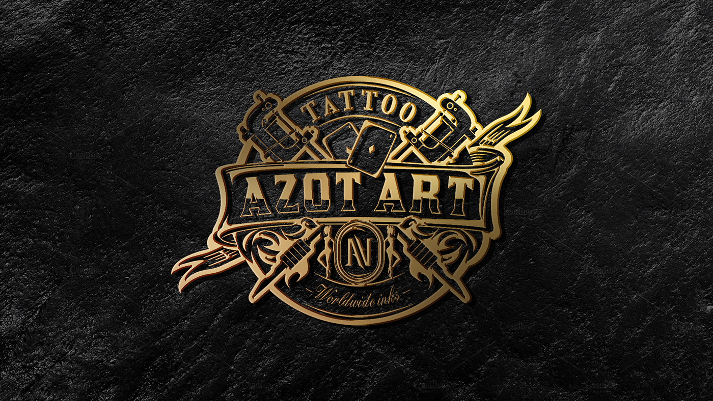 tattoo gold luxury Style ink Logotype badge emblem monogram