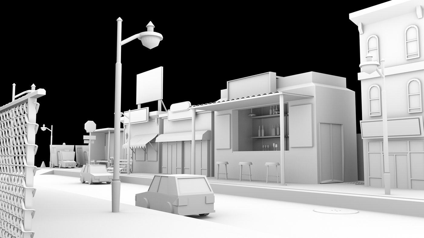 3d modeling Maya 3D lowpoly Miniature 3D environment Street game environment set model
