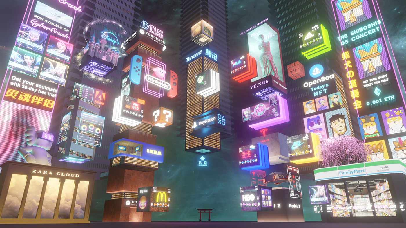 3D animation  blender branding  concept art metaverse nft Virtual reality Cyberpunk UI
