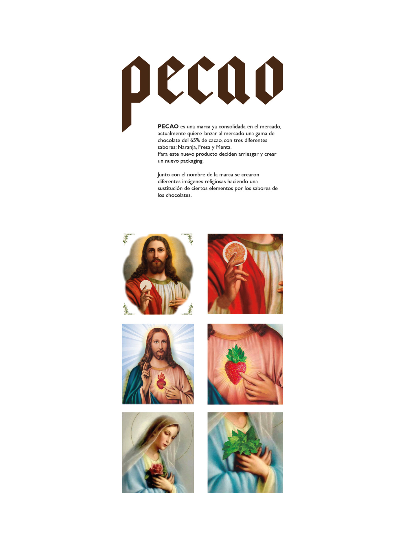 diseño diseño gráfico Packaging chocolate design religion Pecao tablet Montaje
