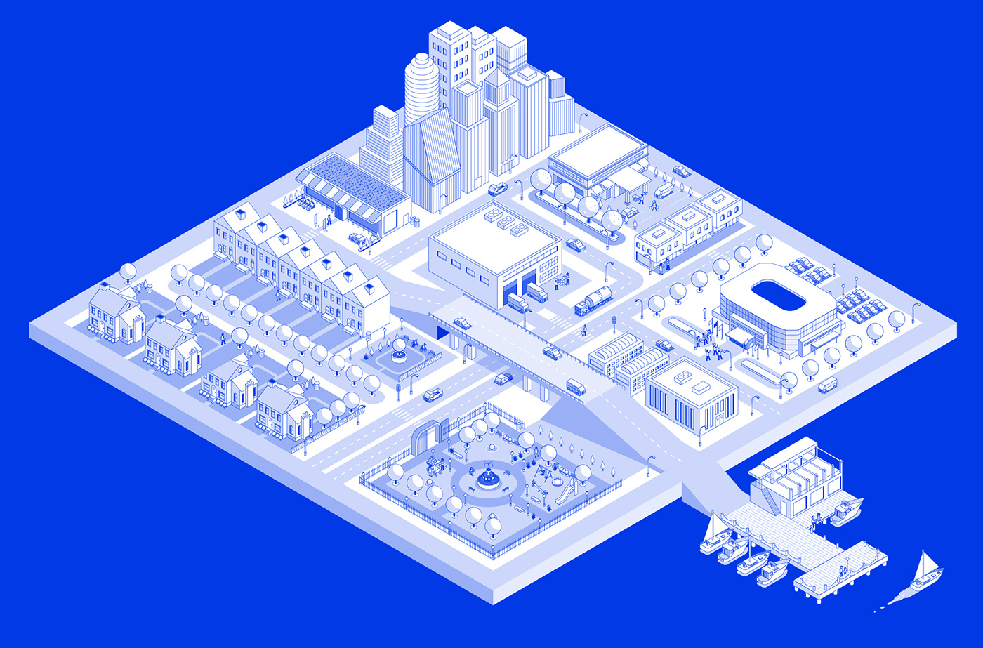 3D axonometric building city ILLUSTRATION  infographic Isometric map vector