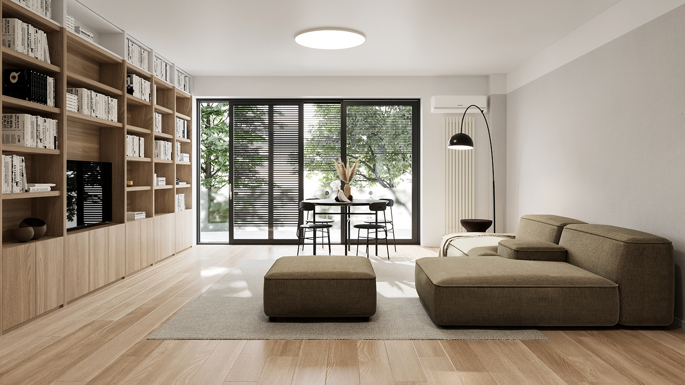 apartment High End interior design  living luxury minimal rattan simple wood