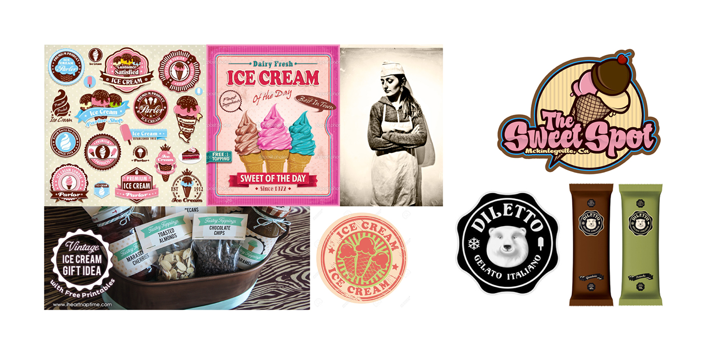 popsicle ice cream monkey logo basenine brand vintage Retro pink grey brown