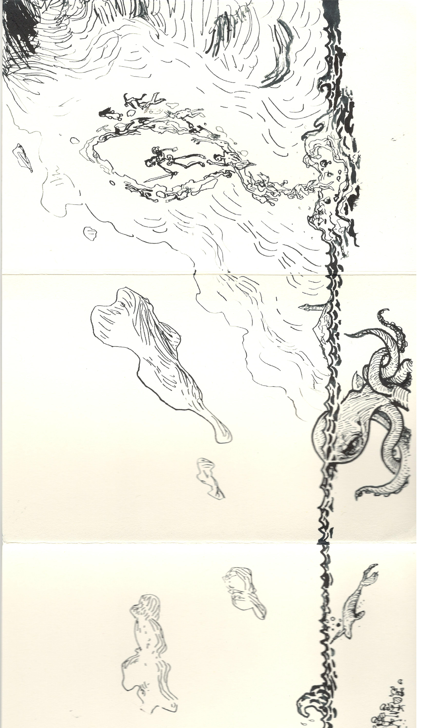 ink inchiostro japanpaper strip faerun dnd fantasy Landscape
