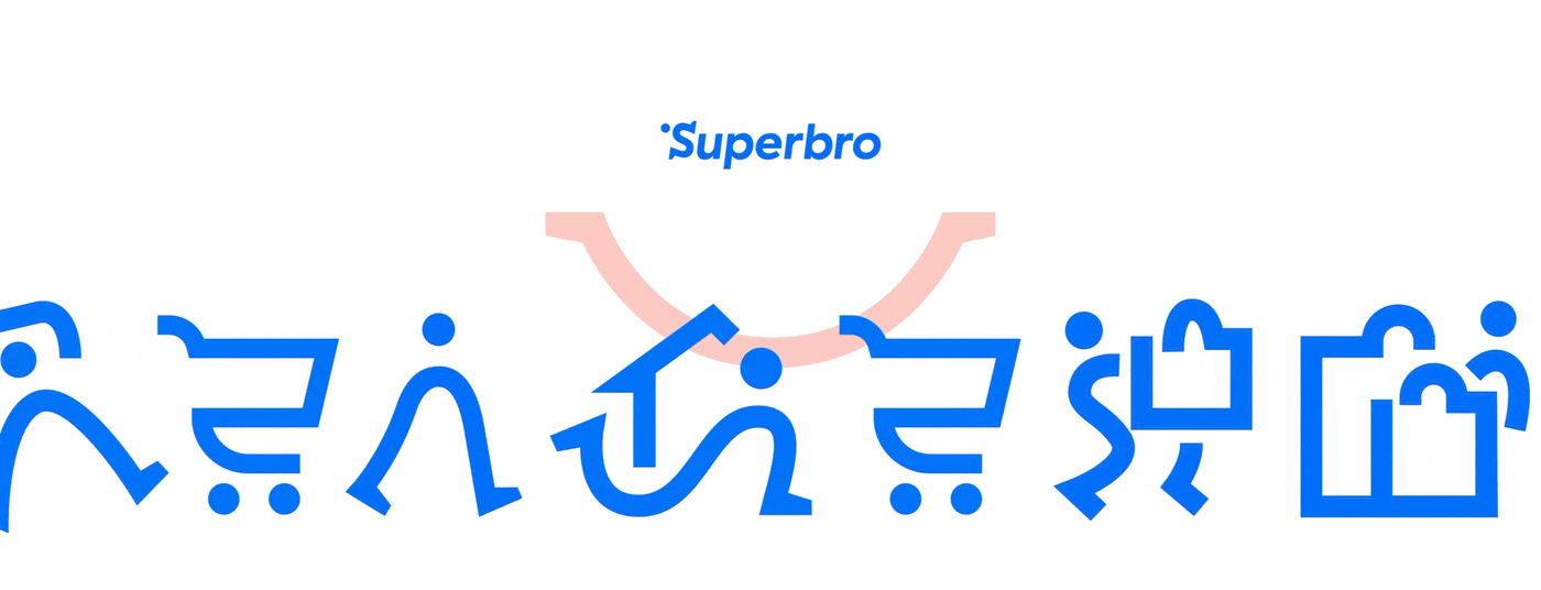 Superbro Mascot Retail FMCG icons b2b UX Research uiux checkout product
