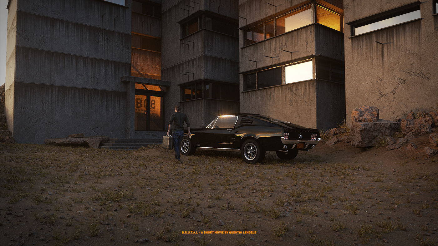 3drender arizona Brutalism CGI houdini musclecar Mustang redshift shortmovie vfx