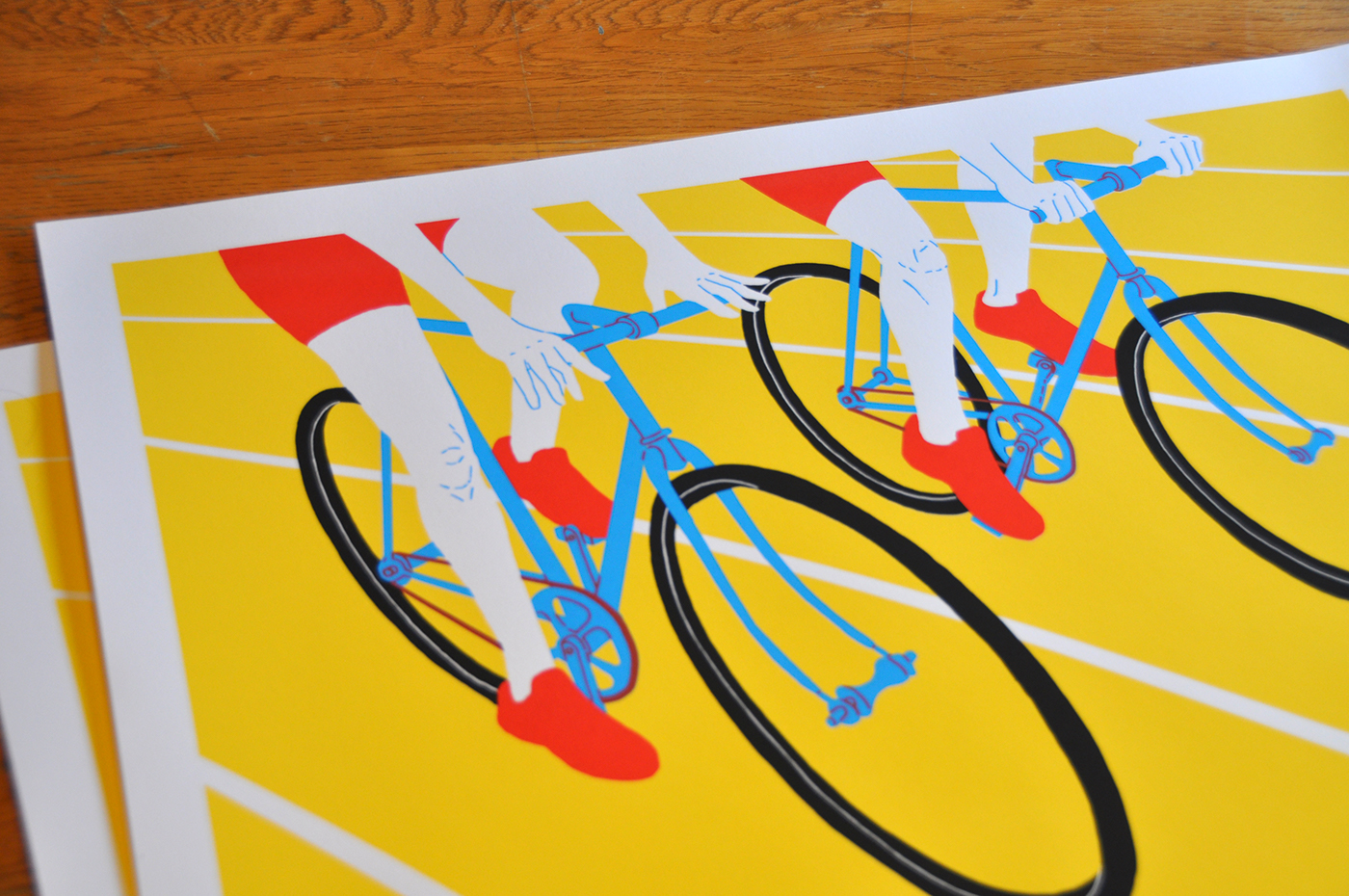 biking Art Crank Bicycle Bike screen print poster fixed gear Racing riding Primary colors