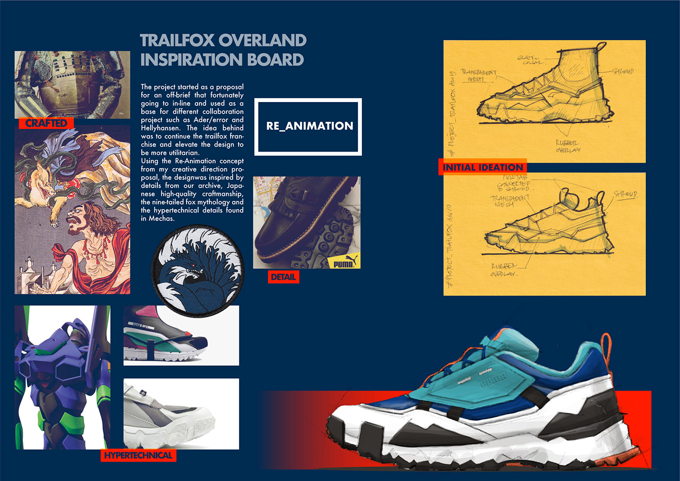 Design Project footwear design nine tail fox overland puma sketch trail fox trail running