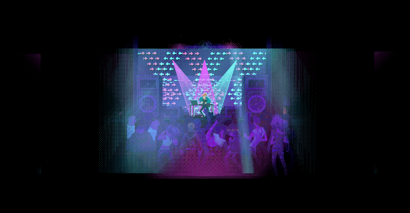 animation  Pixel art game adventure trippy vaporwave music video Nightlife ILLUSTRATION  Glitch