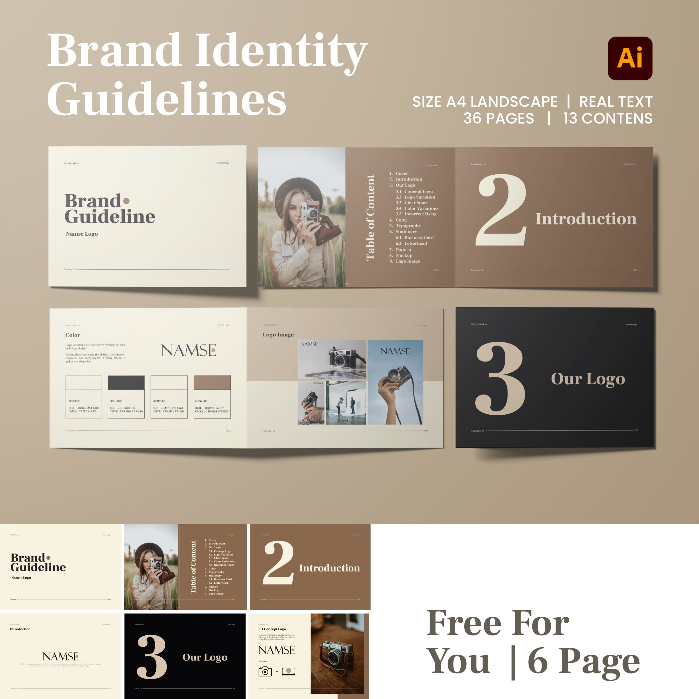 brand identity Brand Guideline brandbook Free Template freebies template design guidelines Branding design guideline