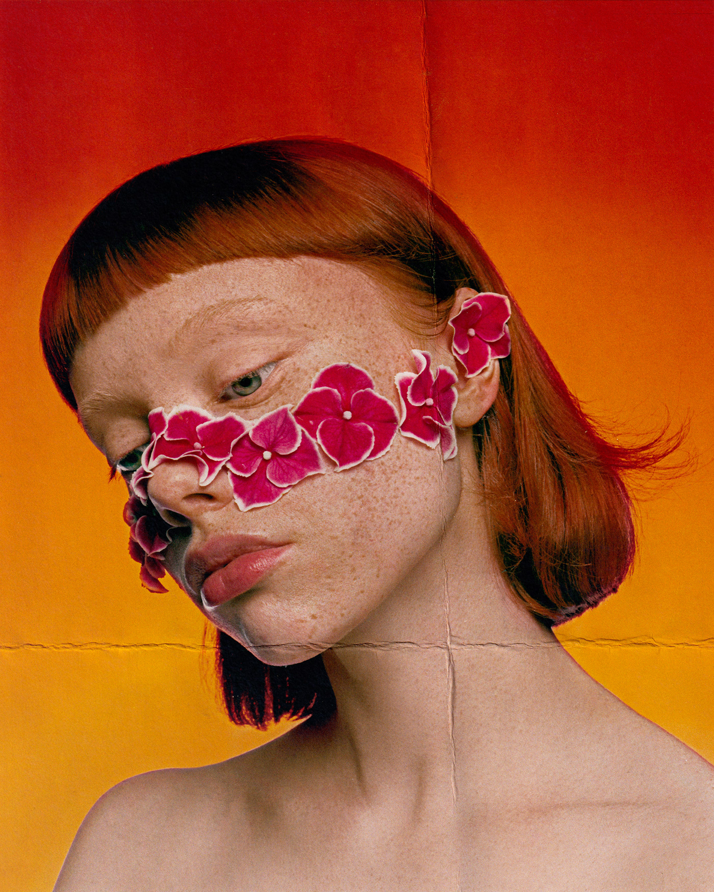 art beauty face Flowers freckle model portrait retouch woman