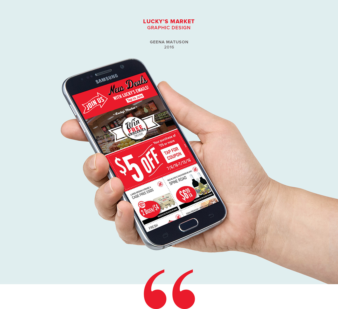 Lucky's Market branding  graphic design  mobile Food  interactive marketing   the girl mirage geena matuson
