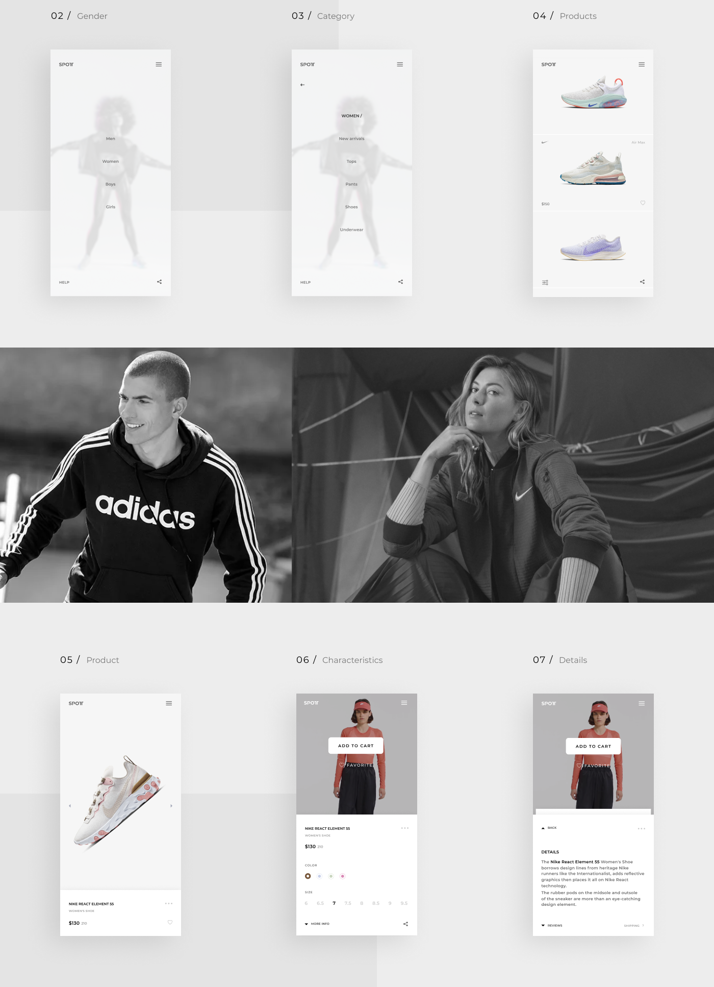 e-commerce flat clean minimal 2019 year White sport modern UI interaction