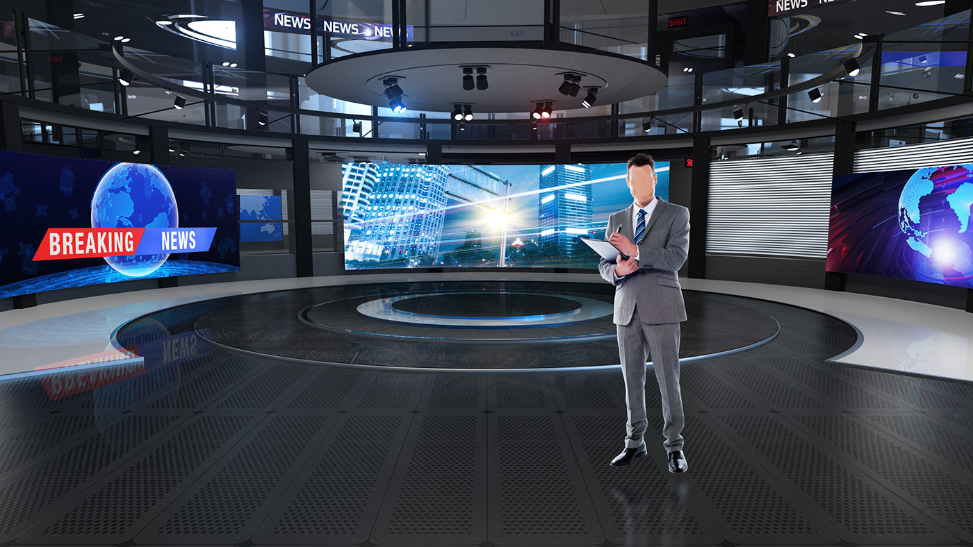 3d studio anchorman Broadcast News news news logo tv tv studio set virtual studio أستوديو أفتراضي تصميم أستوديو