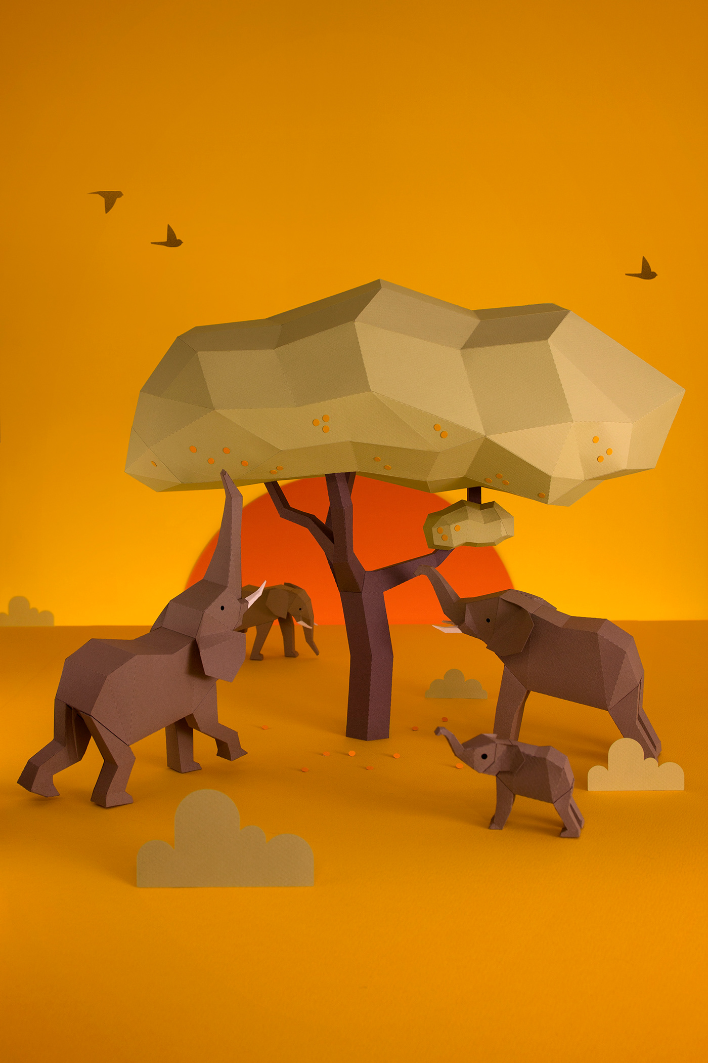 papercraft lowpoly guardabosques amarula posterdesign papersculture elephant paperelephant paperart graphicdesign