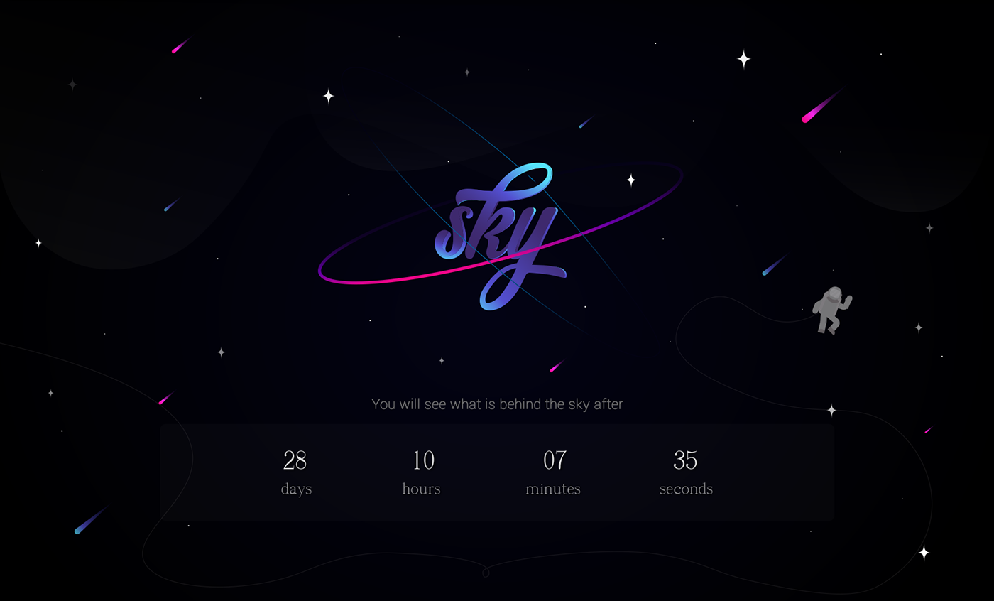 SKY Space  game Web ux UI comingsoon Day star baku