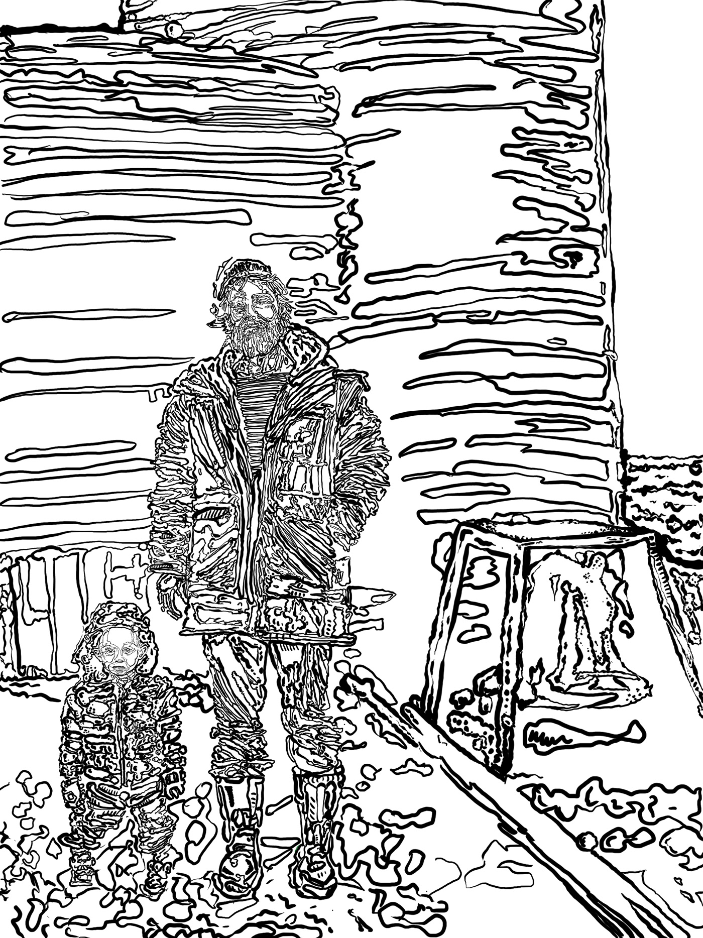 Drawing  Digital Art  cartoon Procreate black and white Nashville johnkaneart.com Nashville Artist