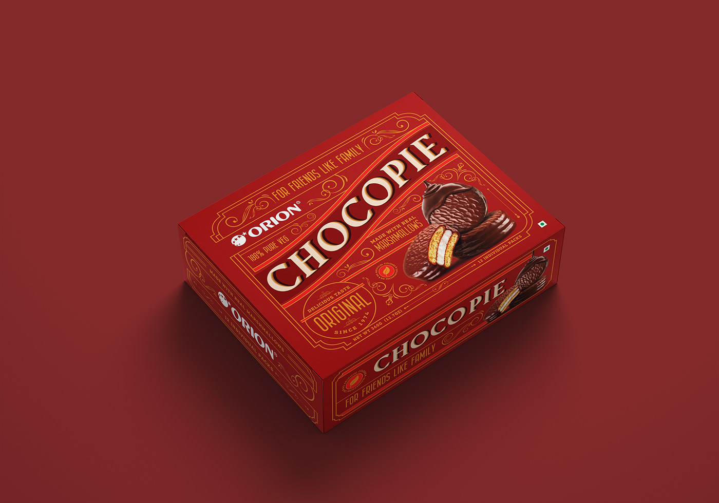 box chocolate chocopie marshmallows Original orion package packaging design pie festive