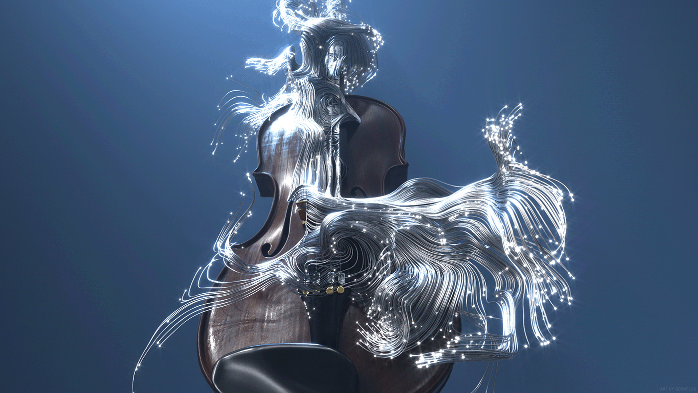 turntable speaker violon CGI vfx 3D houdini redshift motiondesign Digital Art 