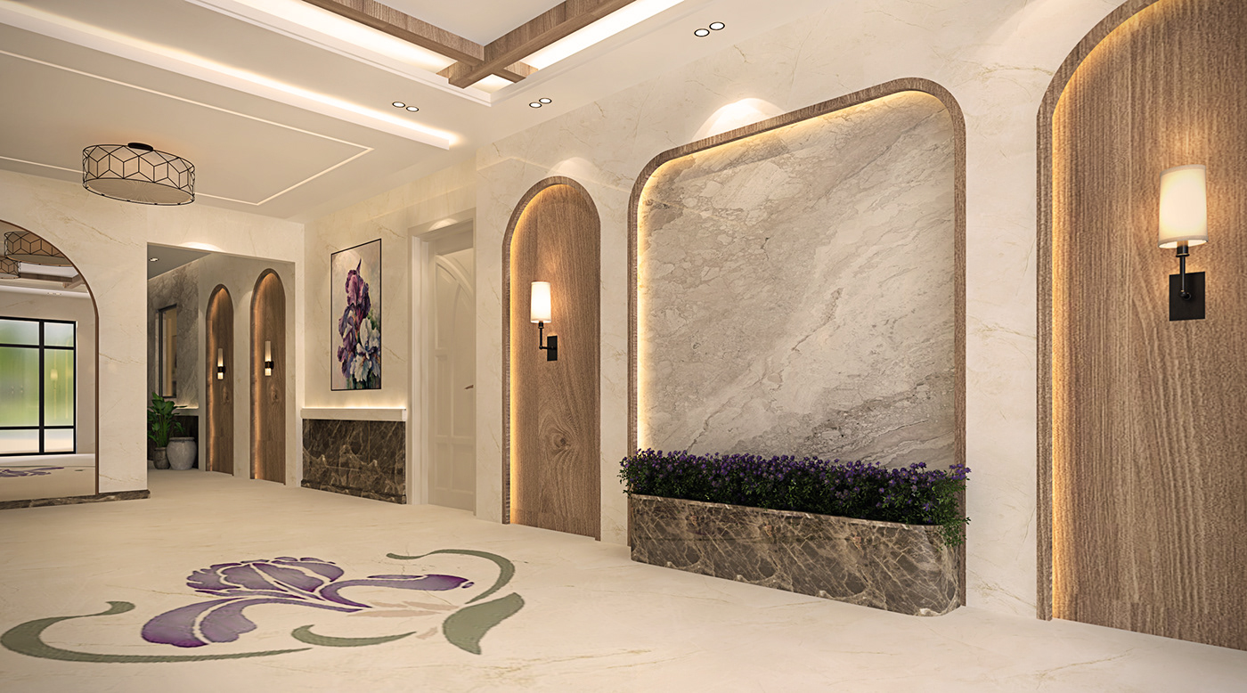 Residence Entrance interior design  architecture modern spain design Marble luxury iris purple