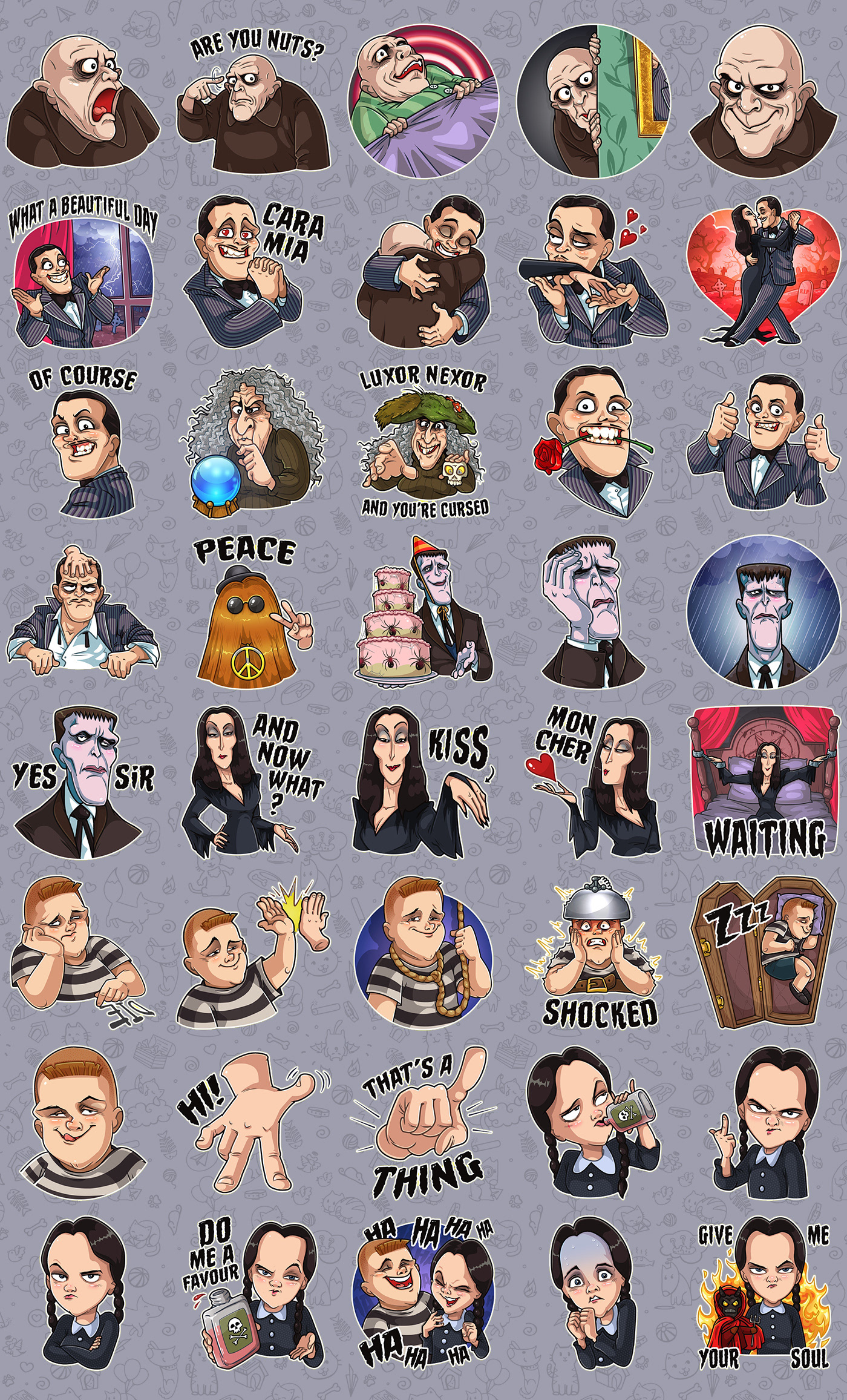 addams addams family sticker stickers Gomez Addams Morticia Addams Wednesday Addams Pugsley Addams fester addams Lurch