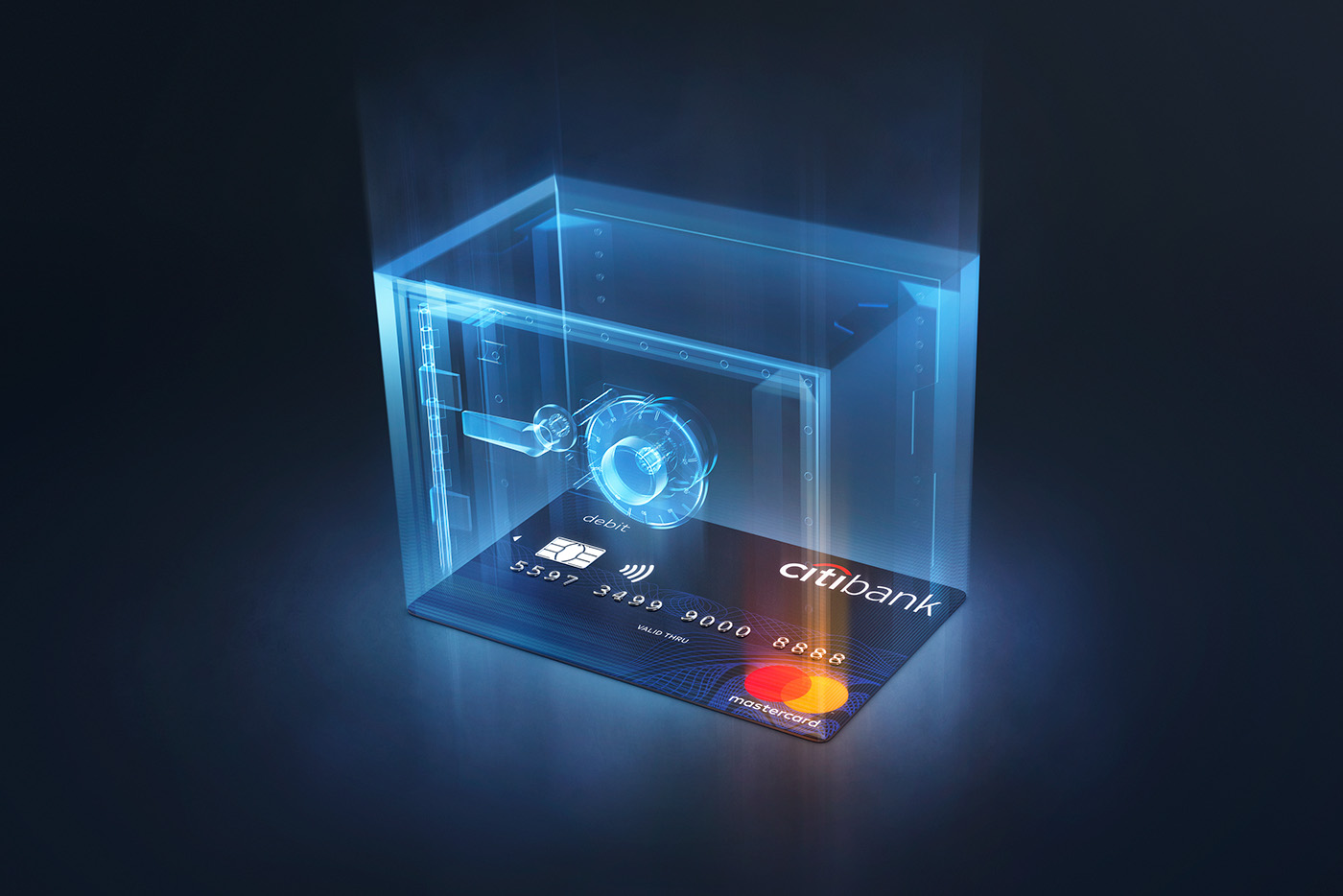 CGI 3D hologram safe mastercard credit card holographic