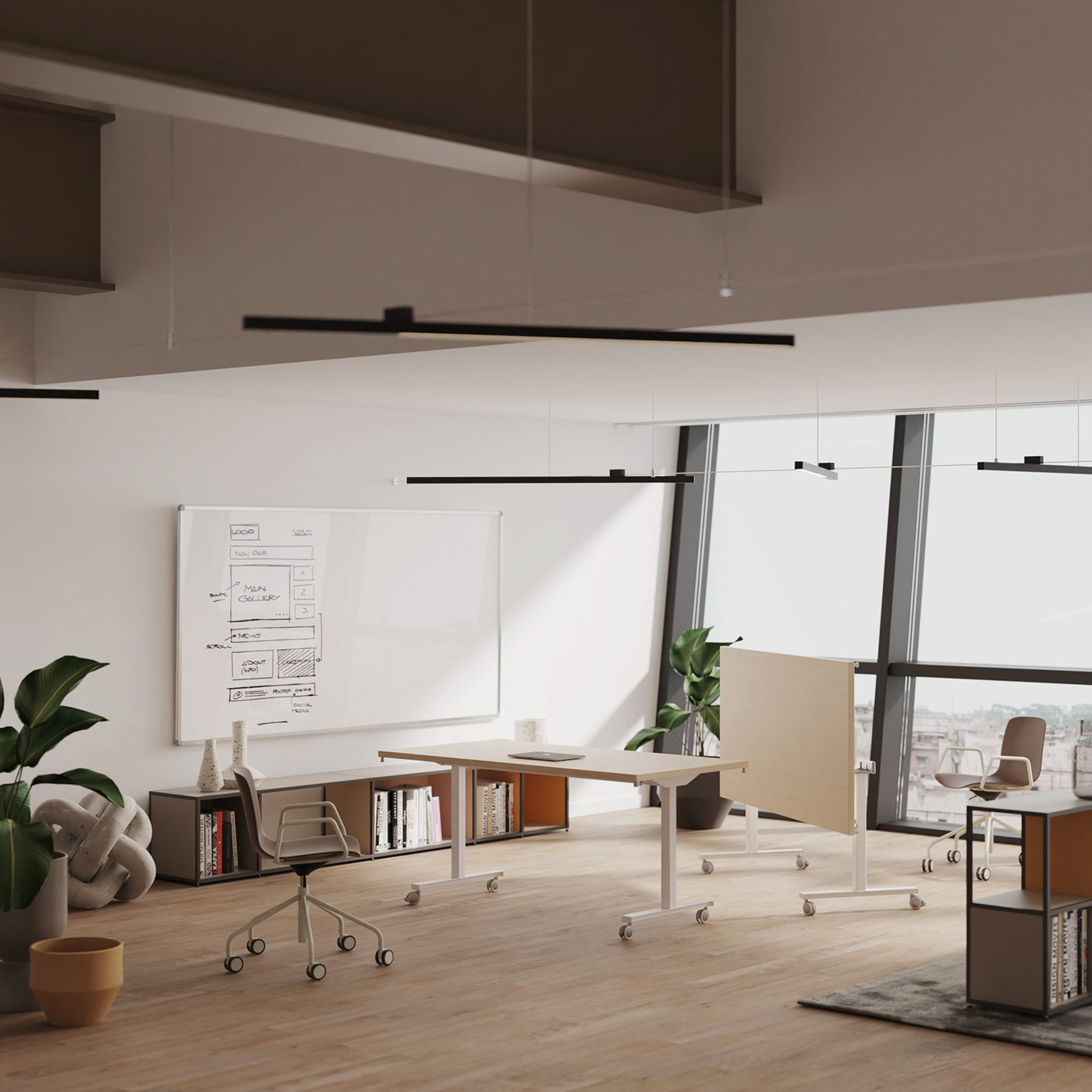 3D desk industrial interior design  keyshot Office planters portfolio product design  Render