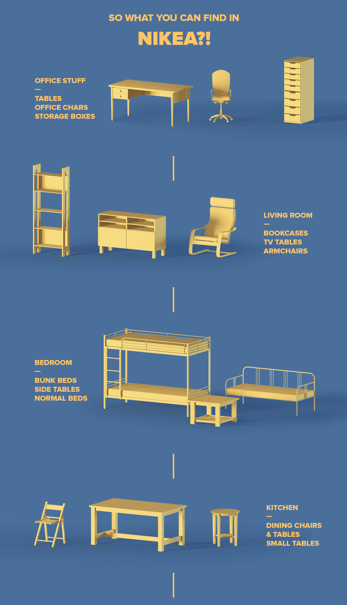 3D furniture bundle asset lowpoly design NIKEA house