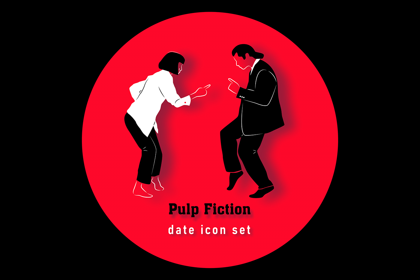 Pulp Fiction date icon set