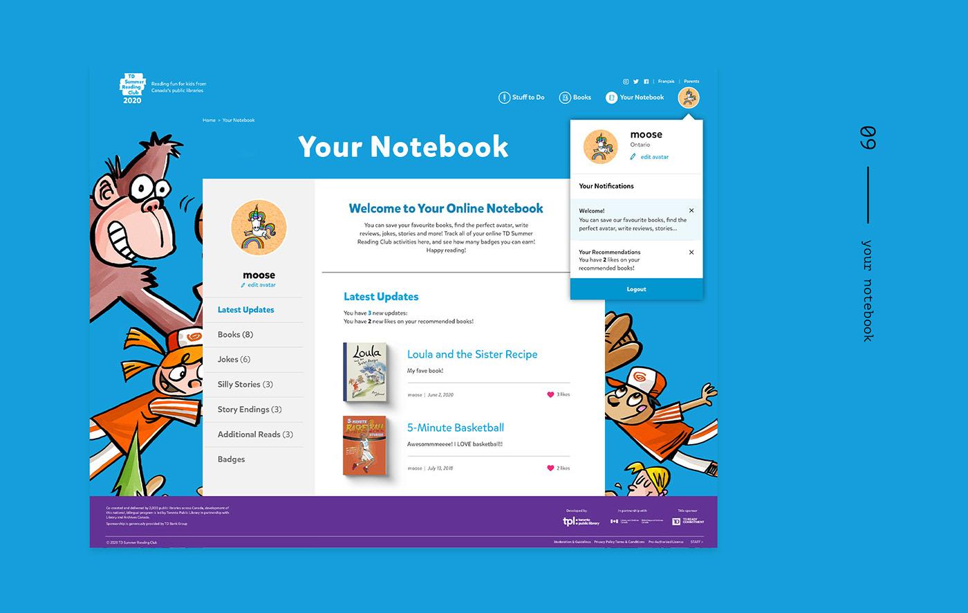 library Reading Club UI ux Website Case Study books kids personas User research