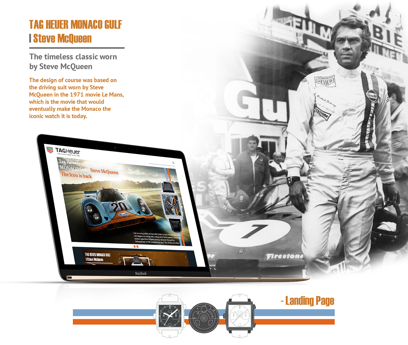 mobile app Icon tag heuer steve McQuenn story Porsche prototype Web Mockup