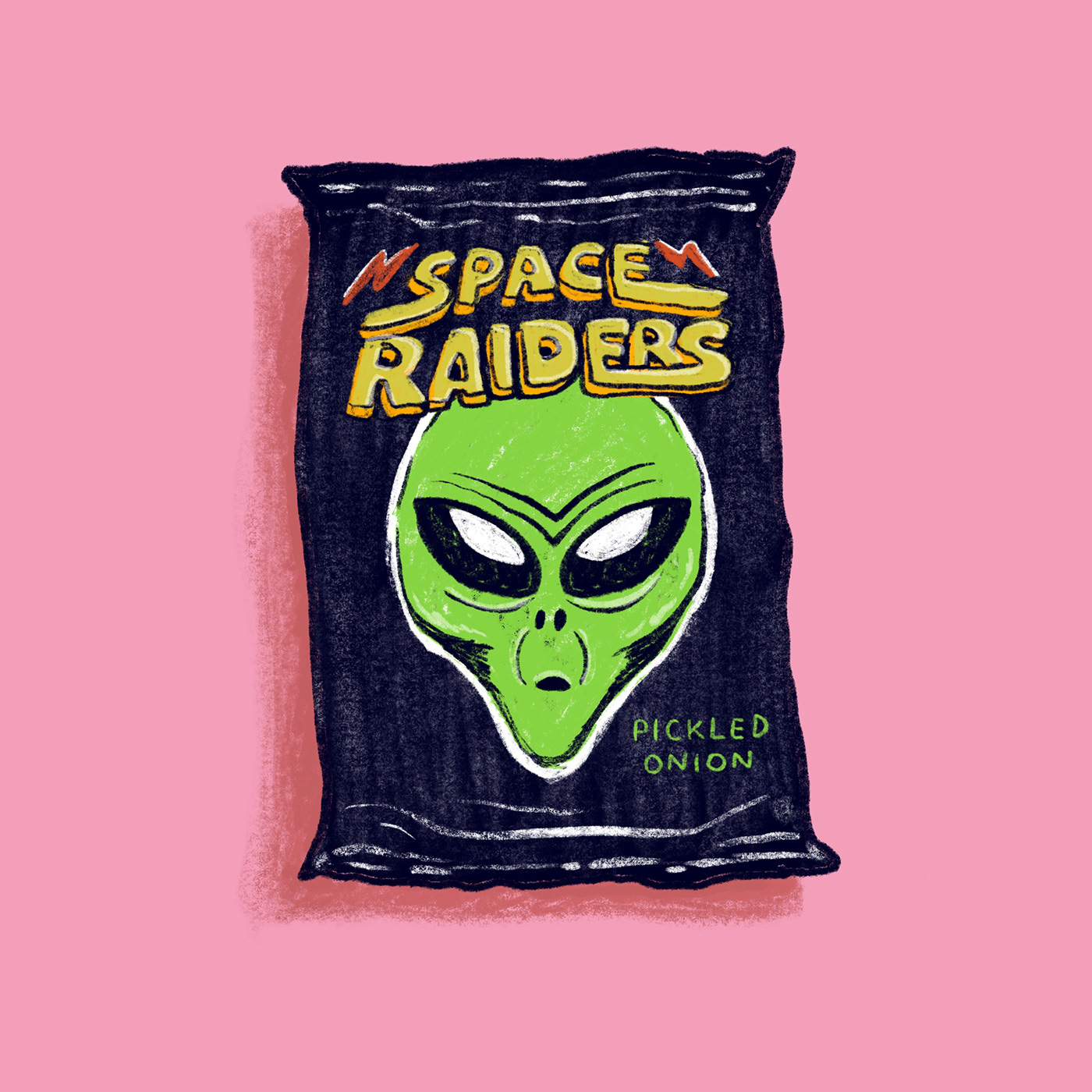 90s alien chips CHIPS PACKAGING  CRISPS Digital Art  digital illustration Retro snacks Space Raiders